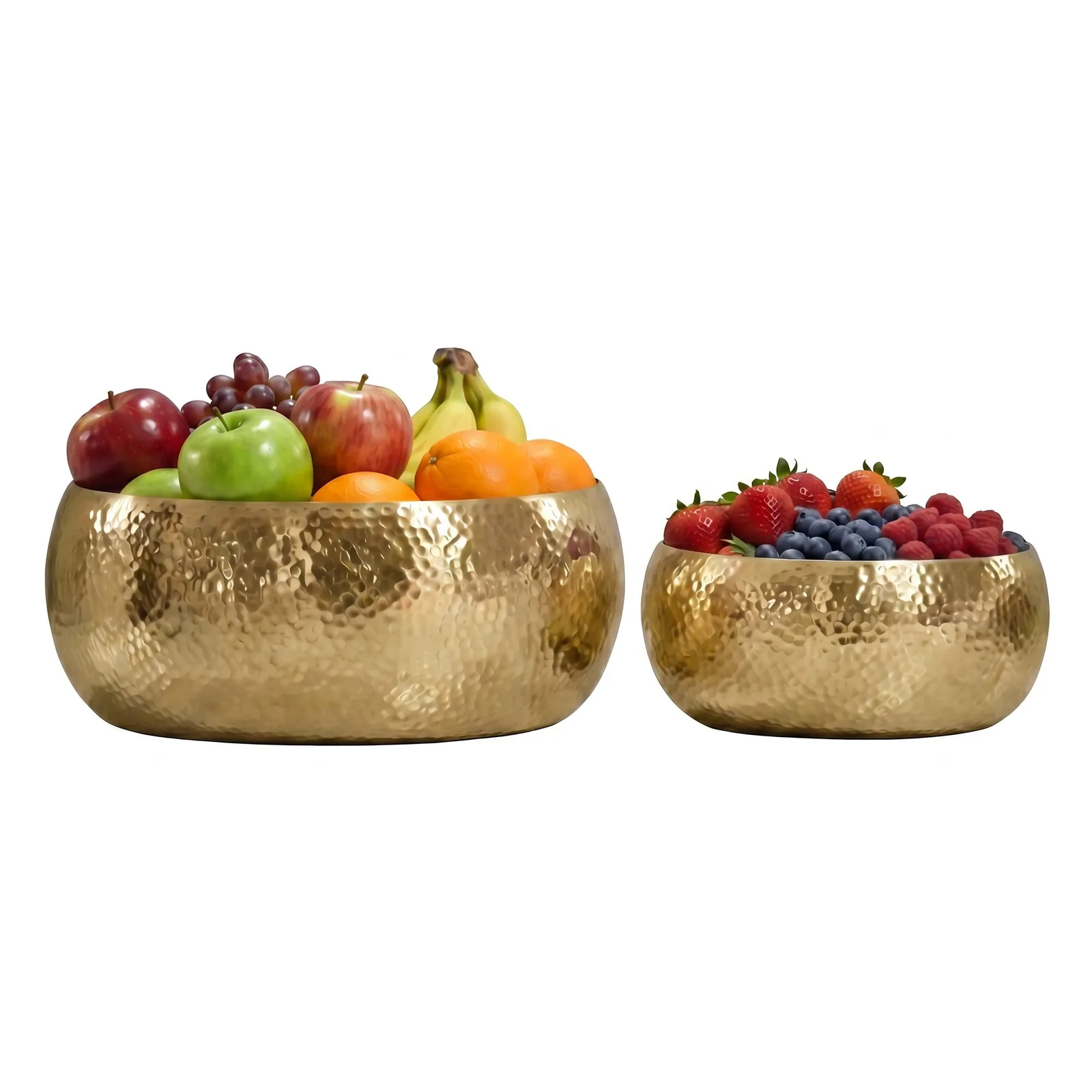 FineBuy Obstschale 2er Set Rund Schale Metall aus Aluminium, Silber
