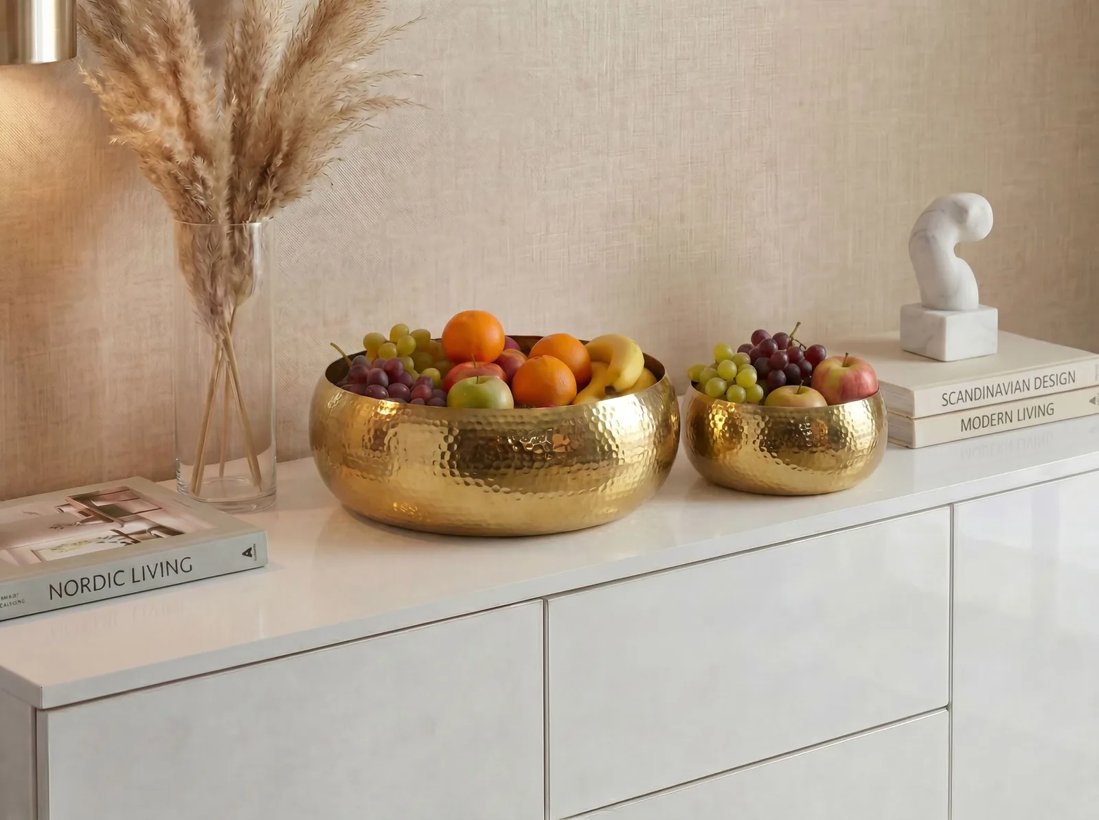 FineBuy Obstschale 2er Set Rund Schale Metall aus Aluminium, Silber
