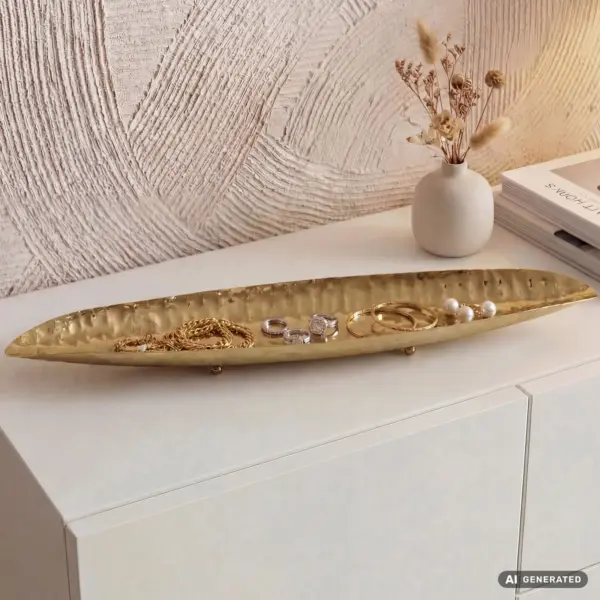 FineBuy Dekoschale Oval Metall Schale, Gold – 65,5 cm FineBuy Dekoschale Oval Metall Schale, Gold – 65,5 cm