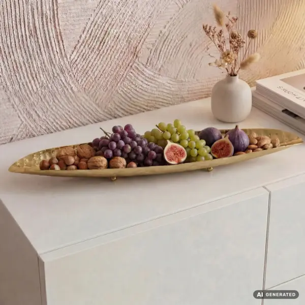 FineBuy Obstschale Oval Schale, Gold – 65,5 cm