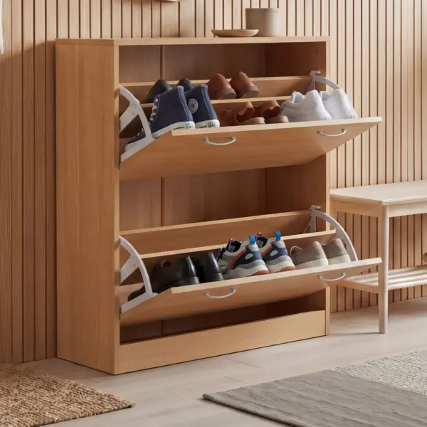 FineBuy Schuhkipper KIEL, Braun – 75 × 87 × 24 cm