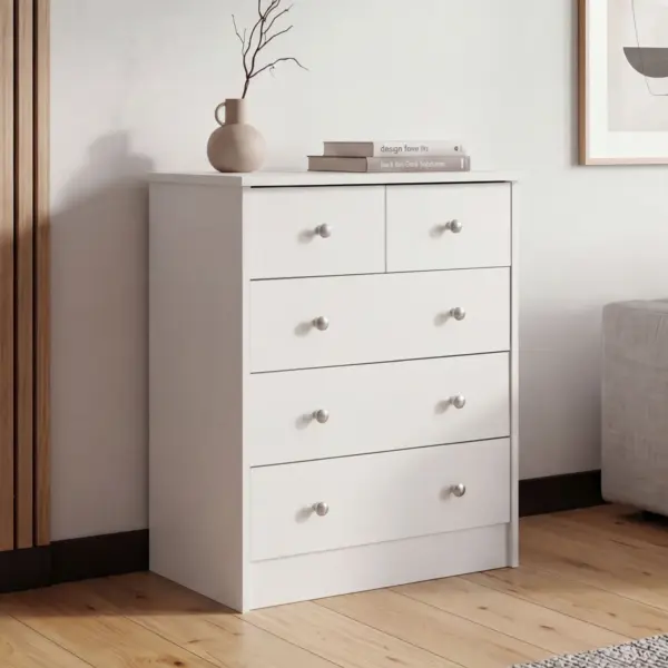 FineBuy Design aus Holz, Weiß – 60 × 70 × 35 cm