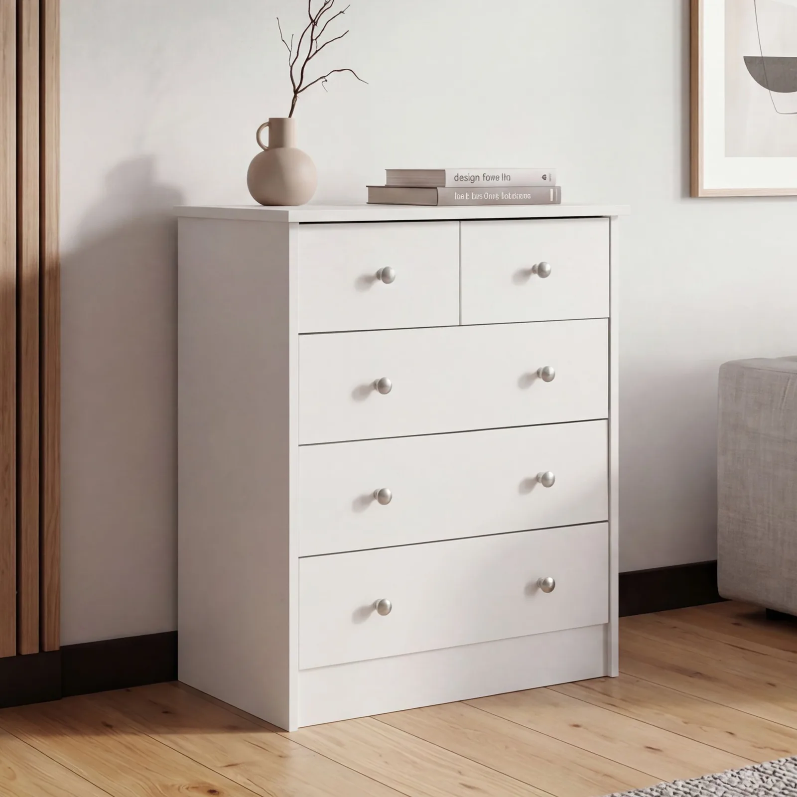FineBuy Design aus Holz, Braun – 60 × 70 × 35 cm