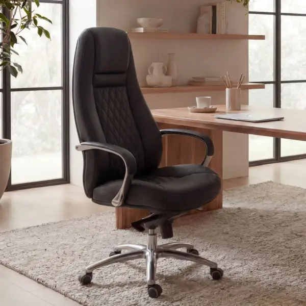 FineBuy AUSTIN Bürostuhl Echtleder Schreibtischstuhl ergonomisch Chefsessel edel Drehstuhl höhenverstellbar, Schwarz FineBuy AUSTIN Bürostuhl Echtleder Schreibtischstuhl ergonomisch Chefsessel edel Drehstuhl höhenverstellbar, Schwarz