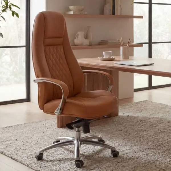 FineBuy AUSTIN Bürostuhl Echtleder Schreibtischstuhl ergonomisch Chefsessel edel Drehstuhl höhenverstellbar, Caramel FineBuy AUSTIN Bürostuhl Echtleder Schreibtischstuhl ergonomisch Chefsessel edel Drehstuhl höhenverstellbar, Caramel