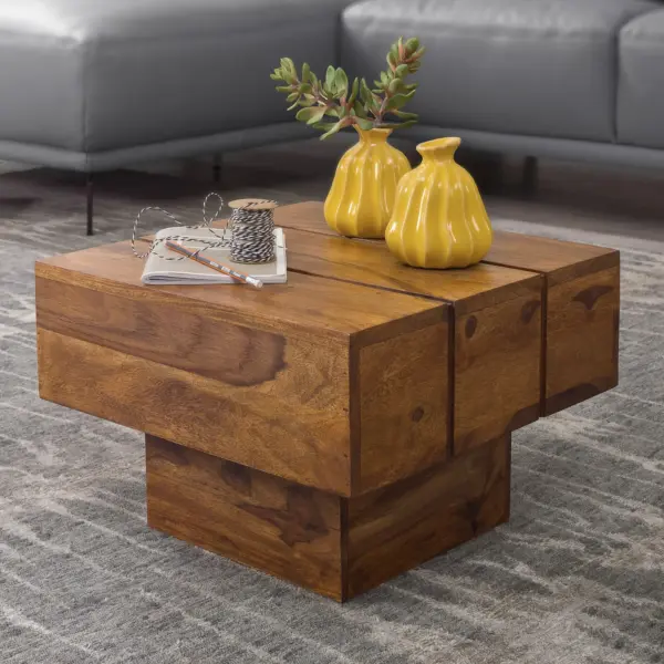 FineBuy Beistelltisch Massivholz Wohnzimmertisch, Braun – 44 × 44 × 30 cm FineBuy Beistelltisch Massivholz Wohnzimmertisch, Braun – 44 × 44 × 30 cm