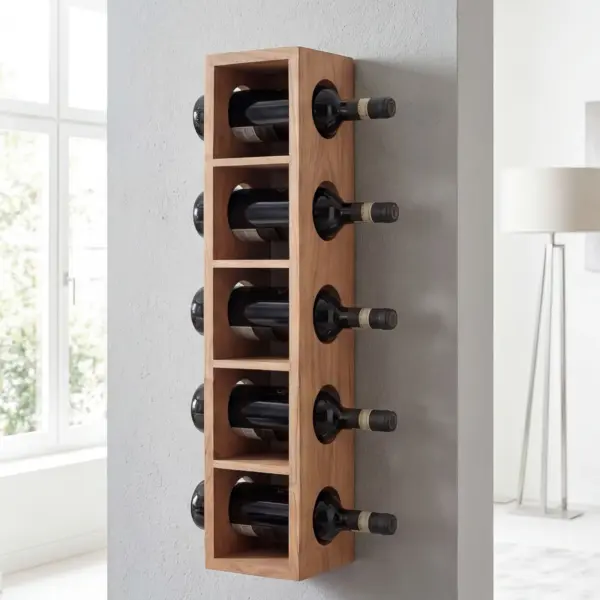 FineBuy Weinregal Massiv aus Holz, Beige – 70 cm FineBuy Weinregal Massiv aus Holz, Beige – 70 cm