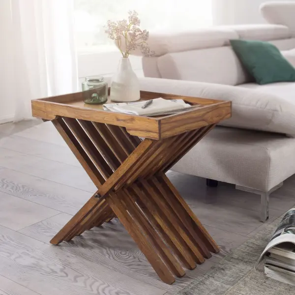 FineBuy Beistelltisch aus Holz, Braun