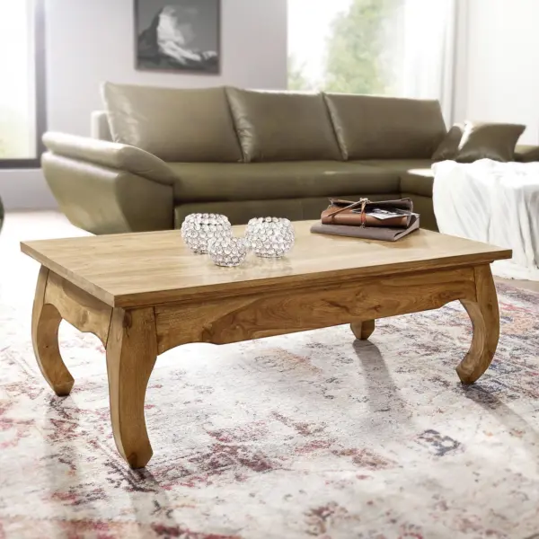 FineBuy Couchtisch Massiv aus Holz, Braun – 110 cm