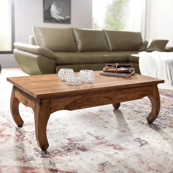 FineBuy Couchtisch Massiv aus Holz, Braun – 110 cm