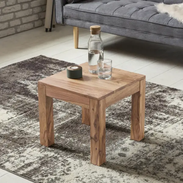 FineBuy Couchtisch Massiv aus Holz, Braun – 45 cm