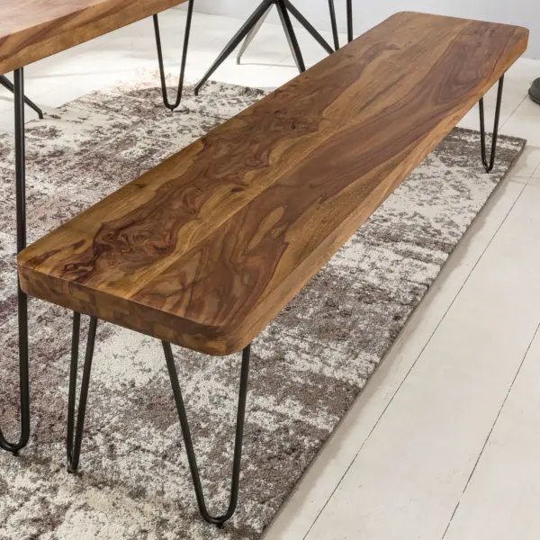 FineBuy Massive Sitzbank HARLEM Sheesham aus Holz, Braun