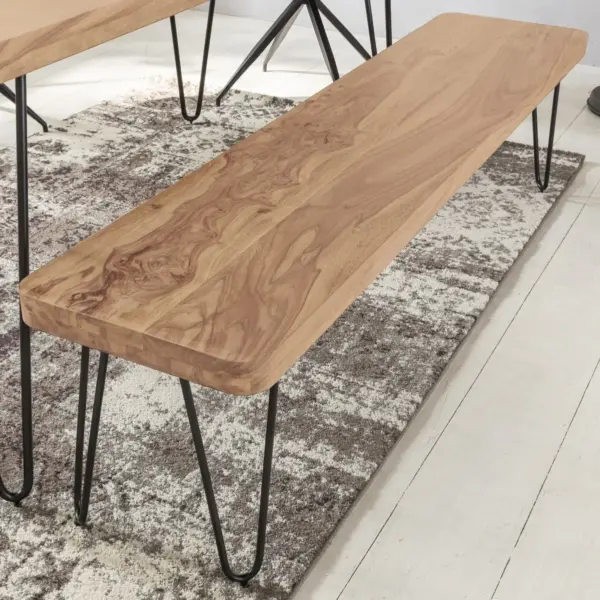 FineBuy Massive Sitzbank HARLEM Akazie aus Holz, Braun