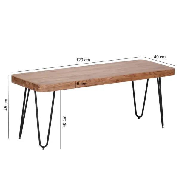 FineBuy Massive Sitzbank HARLEM Akazie aus Holz, Braun
