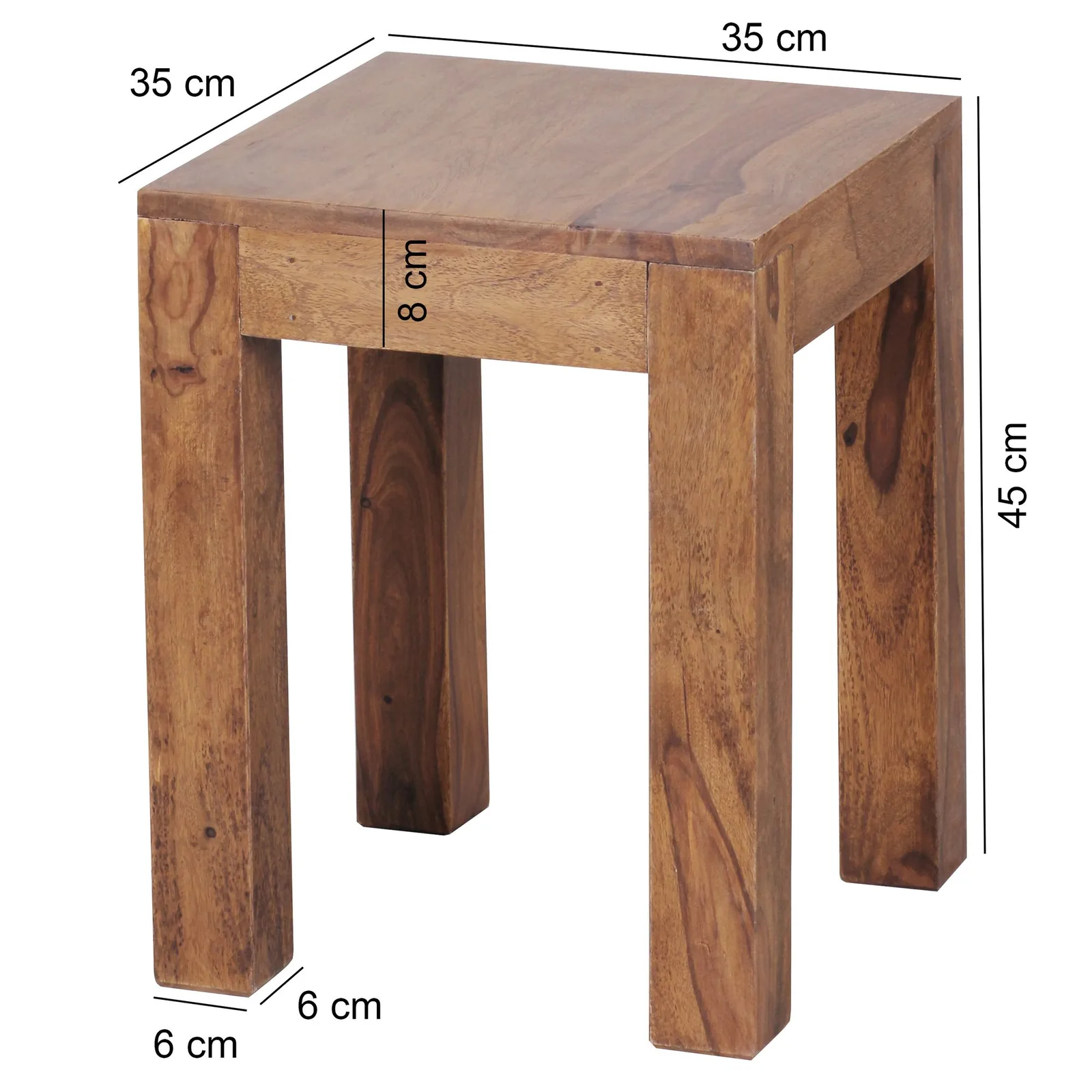 FineBuy Beistelltisch Massiv aus Holz, Braun – 35 × 35 cm