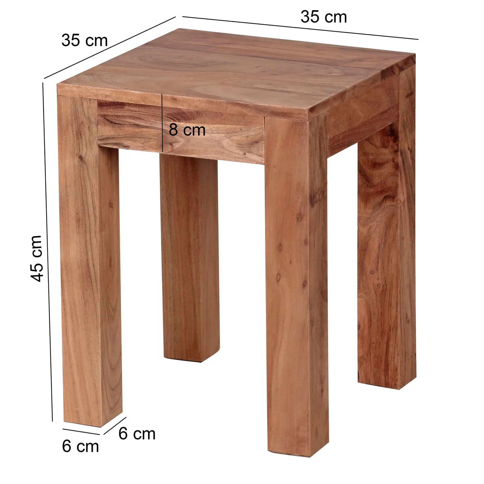FineBuy Beistelltisch Massiv aus Holz, Braun – 35 × 35 cm