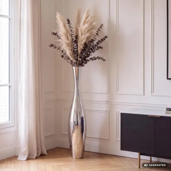 FineBuy Deko-Vase Design aus Aluminium, Silber