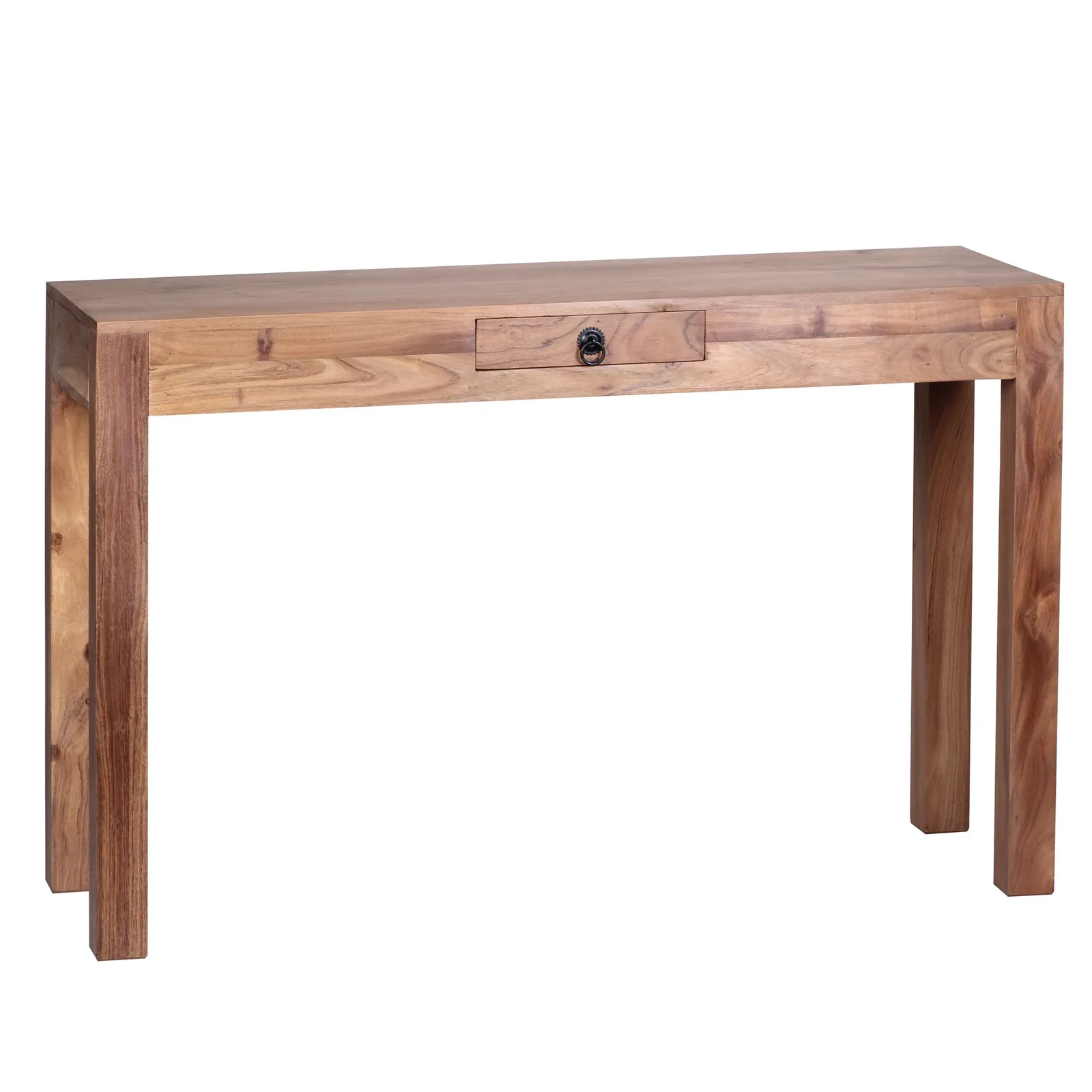 FineBuy Konsolentisch Massivholz Konsole mit 1 Schublade Schreibtisch, Braun – 120 × 40 cm