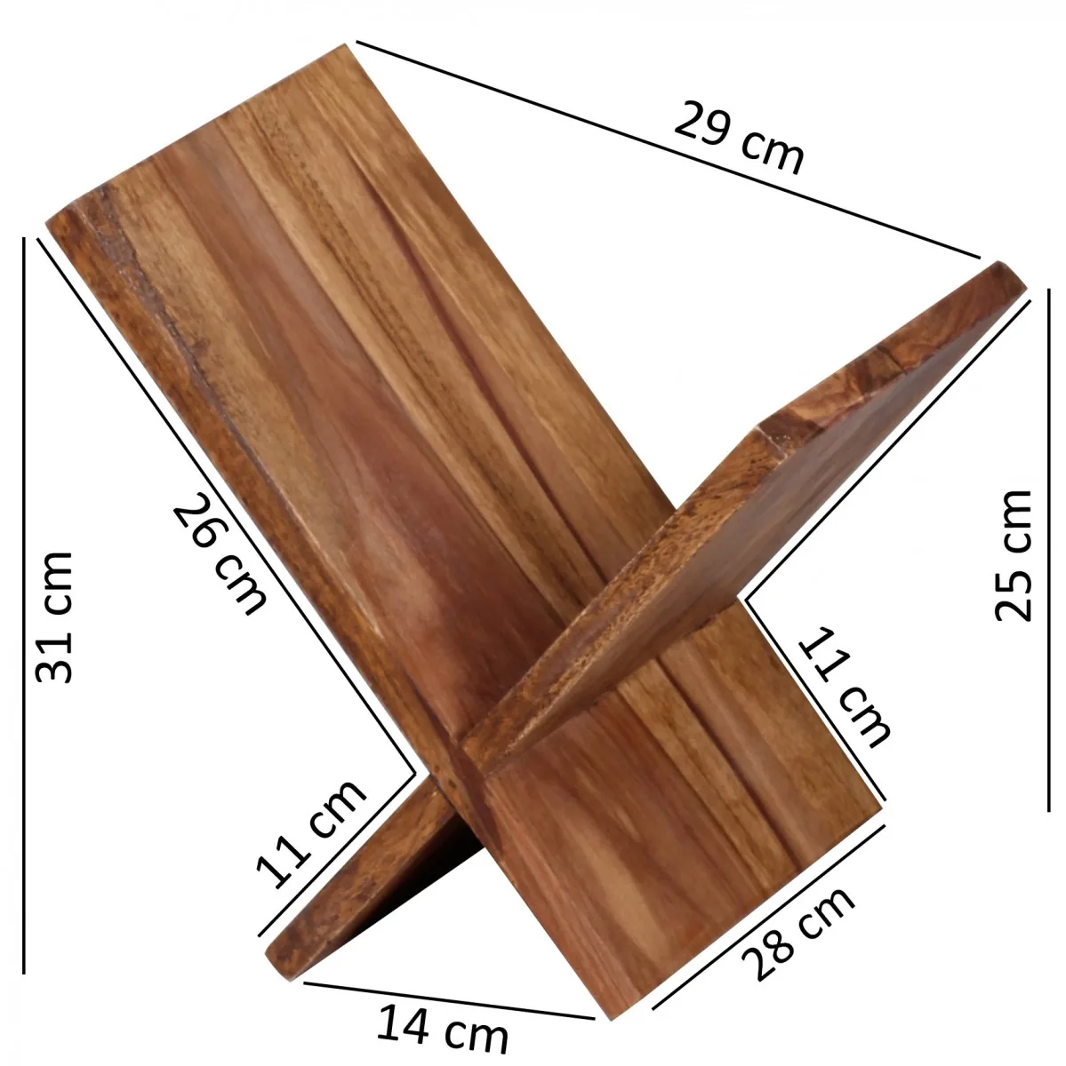 FineBuy Zeitungsständer Massivholz X-Form, Braun – 31 cm