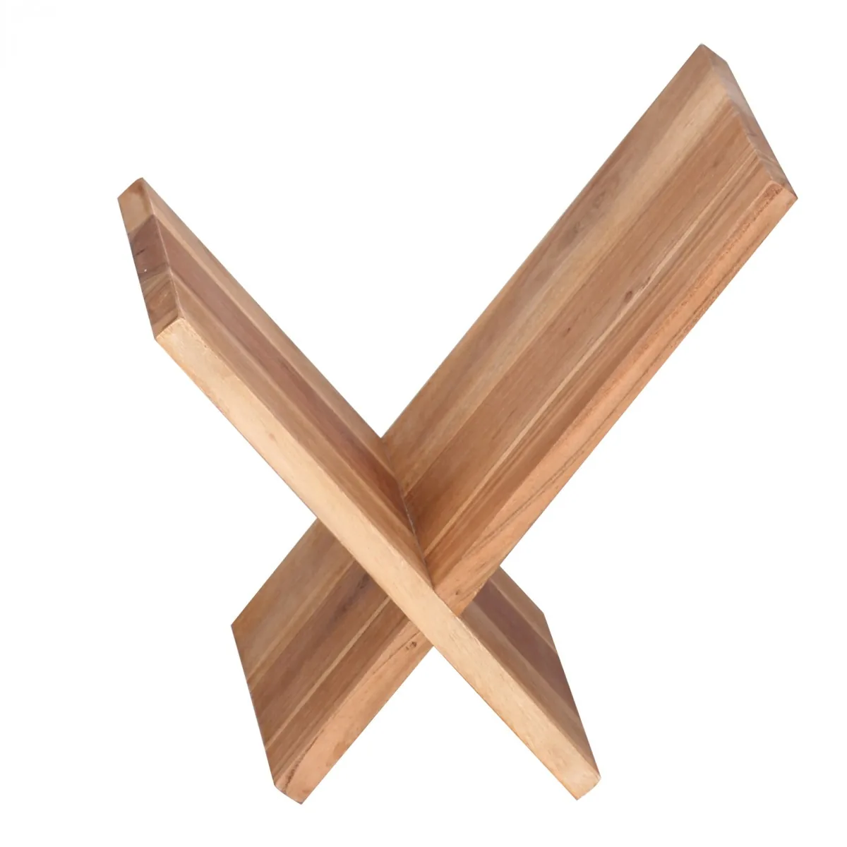 FineBuy Zeitungsständer Massivholz X-Form, Braun – 31 cm