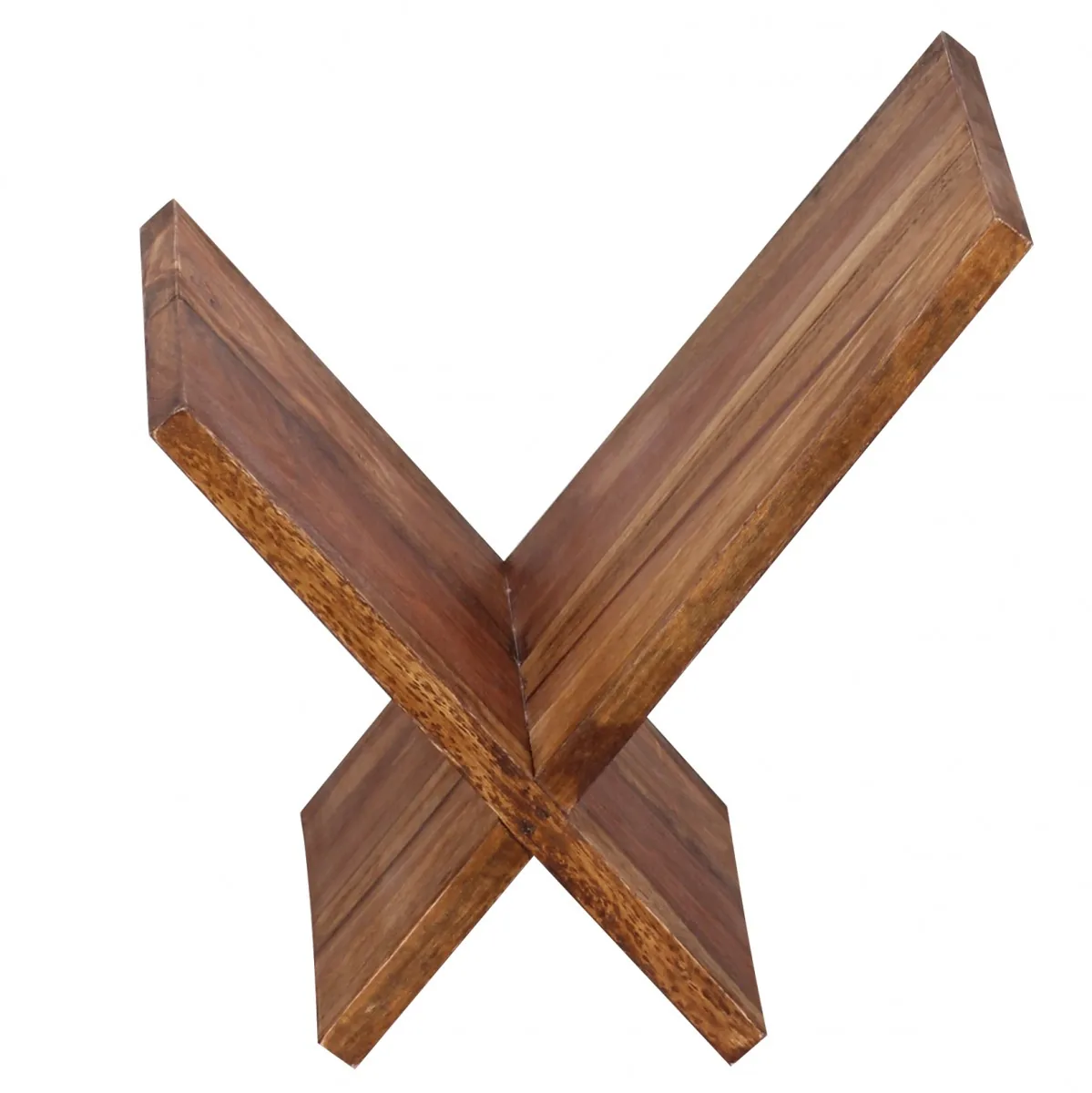 FineBuy Zeitungsständer Massivholz X-Form, Braun – 31 cm