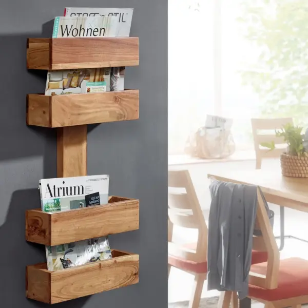 FineBuy Zeitungsständer Massivholz 2 Ablagefächer Zeitschriftenständer Prospekthalter Landhausstil Material wählbar, Braun FineBuy Zeitungsständer Massivholz 2 Ablagefächer Zeitschriftenständer Prospekthalter Landhausstil Material wählbar, Braun