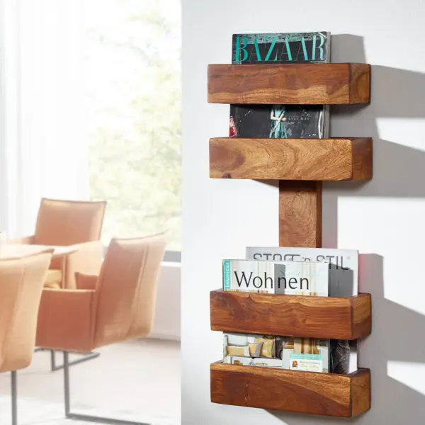FineBuy Zeitungsständer Massivholz 2 Ablagefächer Zeitschriftenständer Prospekthalter Landhausstil Material wählbar, Braun FineBuy Zeitungsständer Massivholz 2 Ablagefächer Zeitschriftenständer Prospekthalter Landhausstil Material wählbar, Braun