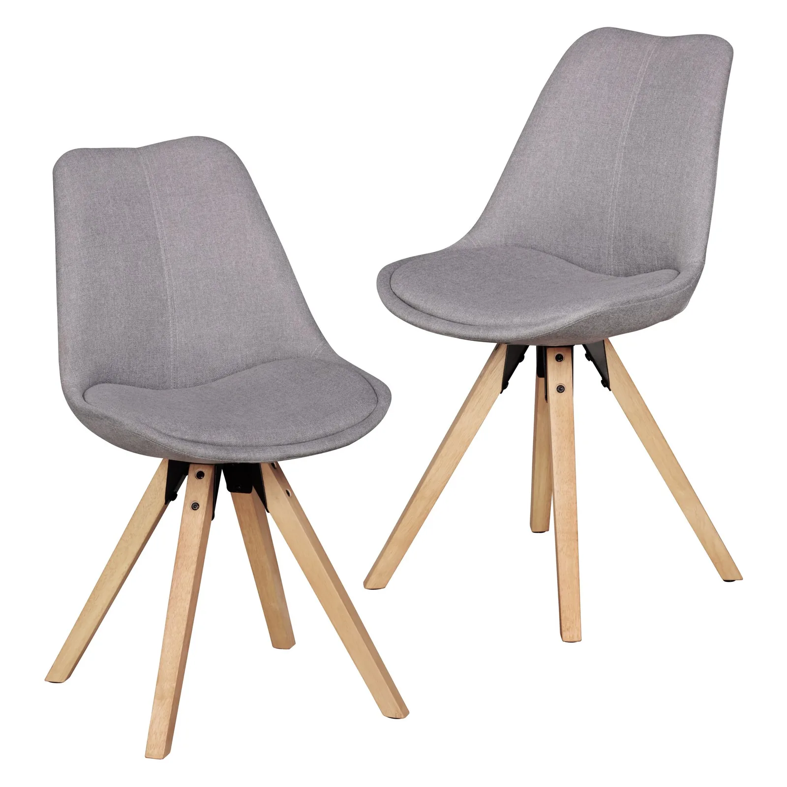 FineBuy Design Esszimmerstühle 2er Set SV43580 Skandinavische Stühle mit Holzbeinen, Grau