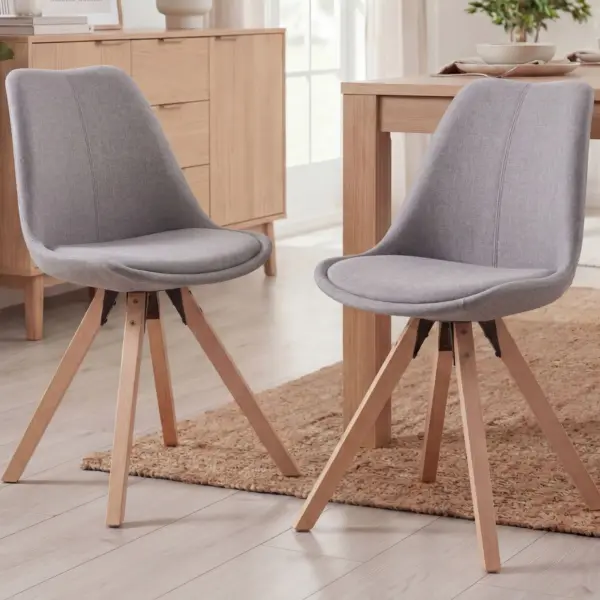 FineBuy Design Esszimmerstühle 2er Set SV43580 Skandinavische Stühle mit Holzbeinen, Grau FineBuy Design Esszimmerstühle 2er Set SV43580 Skandinavische Stühle mit Holzbeinen, Grau