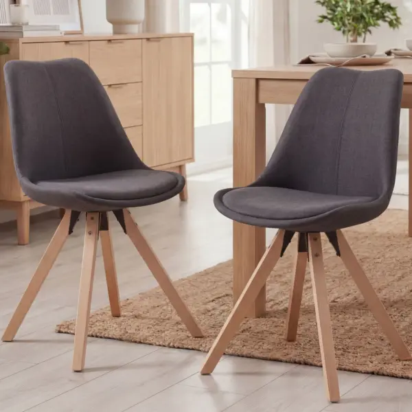 FineBuy Design Esszimmerstühle 2er Set SV43580 Skandinavische Stühle mit Holzbeinen, Schwarz FineBuy Design Esszimmerstühle 2er Set SV43580 Skandinavische Stühle mit Holzbeinen, Schwarz