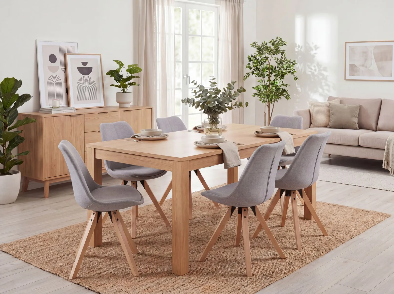 FineBuy Design Esszimmerstühle 2er Set SV43580 Skandinavische Stühle mit Holzbeinen, Grau