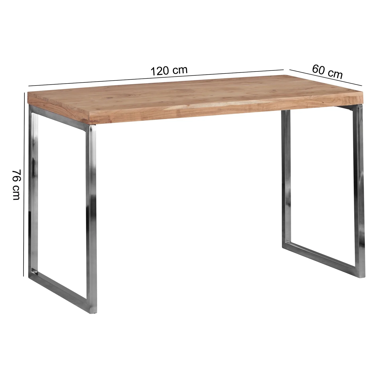 FineBuy Schreibtisch Massivholz Computertisch, Beige – 120 × 60 cm