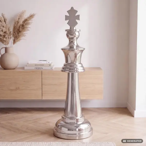 FineBuy Deko Schachfigur aus Aluminium, Silber FineBuy Deko Schachfigur aus Aluminium, Silber