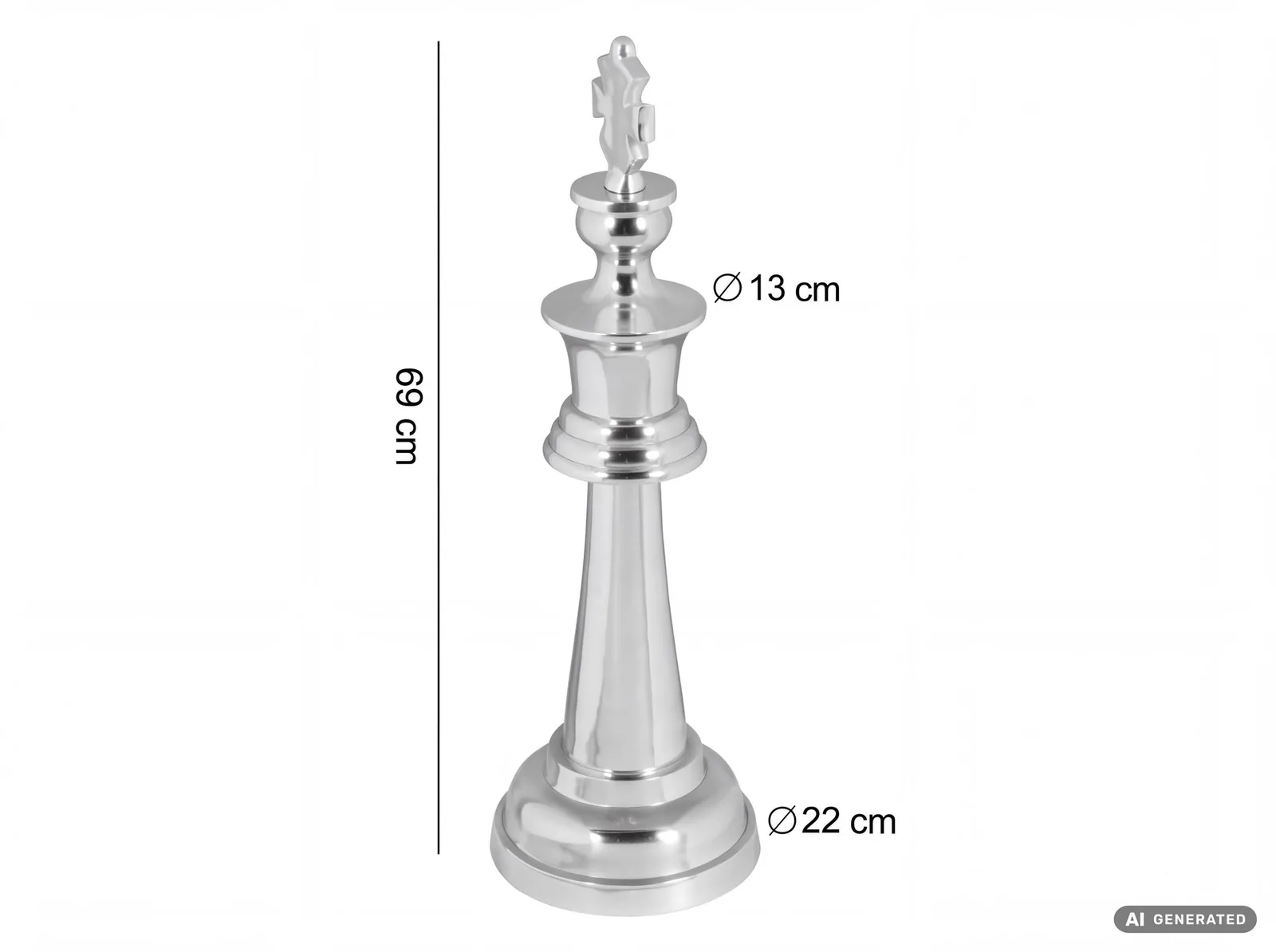 FineBuy Deko Schachfigur aus Aluminium, Silber