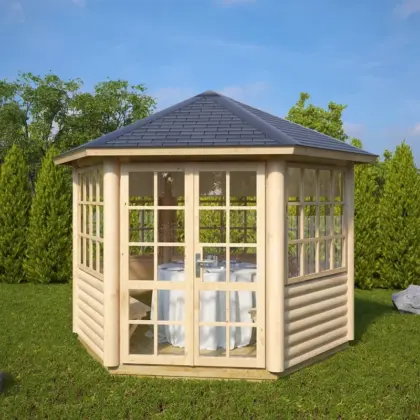 6-Eck-Gartenpavillon “Seattle” 3x3m aus Holz