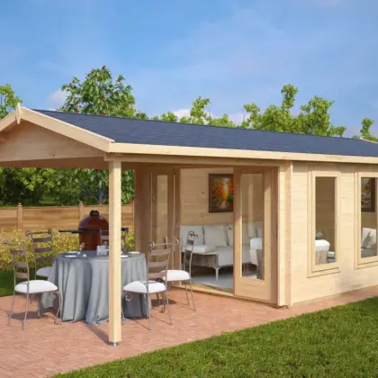 Gartenhaus mit Vordach “Eva E” 7x3m aus Holz