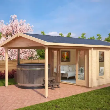 Gartenhaus mit Vordach “Nora E” 3x6m aus Holz