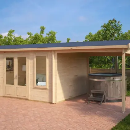 Gartenhaus mit Vordach “Eva D” 7x3m aus Holz