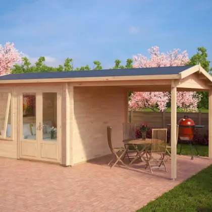Gartenhaus mit Vordach “Nora D” 6x3m aus Holz
