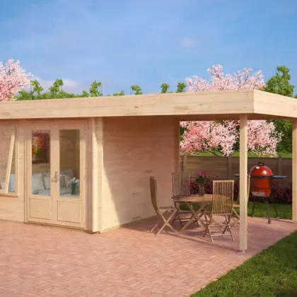 Gartenzimmer mit Vordach “Lucas D” 6x4m aus Holz