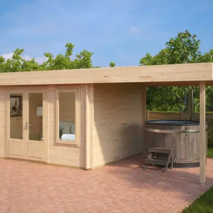 Modernes Gartenhaus mit Vordach “Jacob D” 7x3m aus Holz
