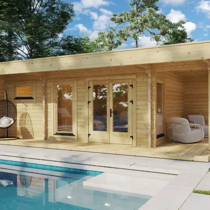 Gartenhaus mit Sauna “Hansa Lounge XXL” 8x5m