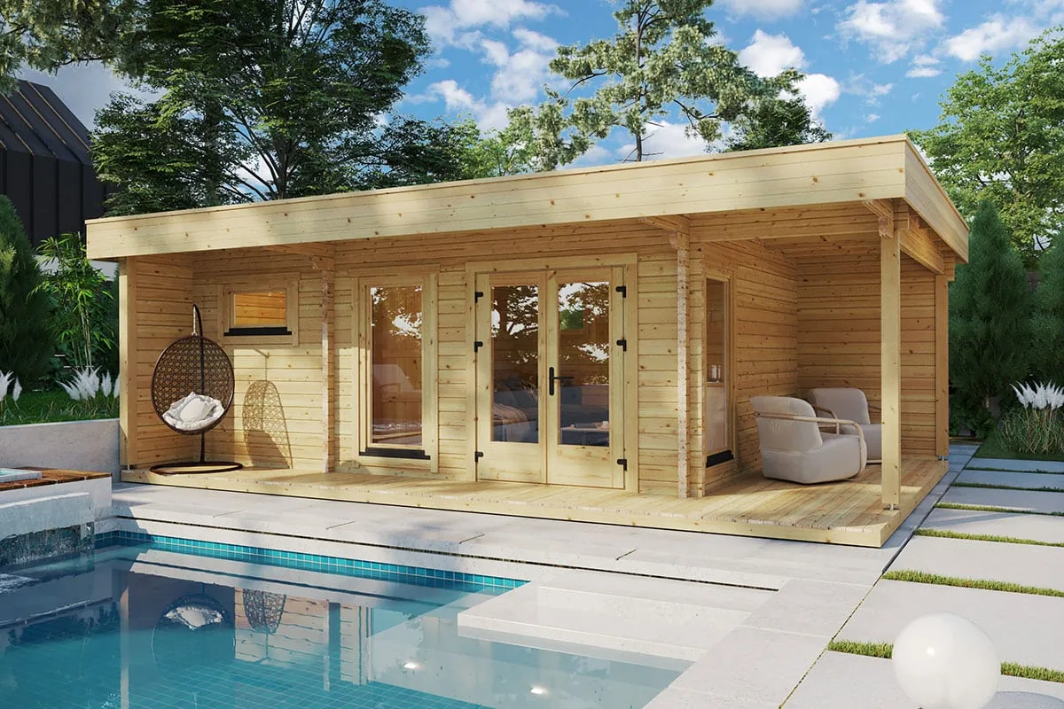 Gartenhaus mit Sauna “Hansa Lounge XXL” 8x5m