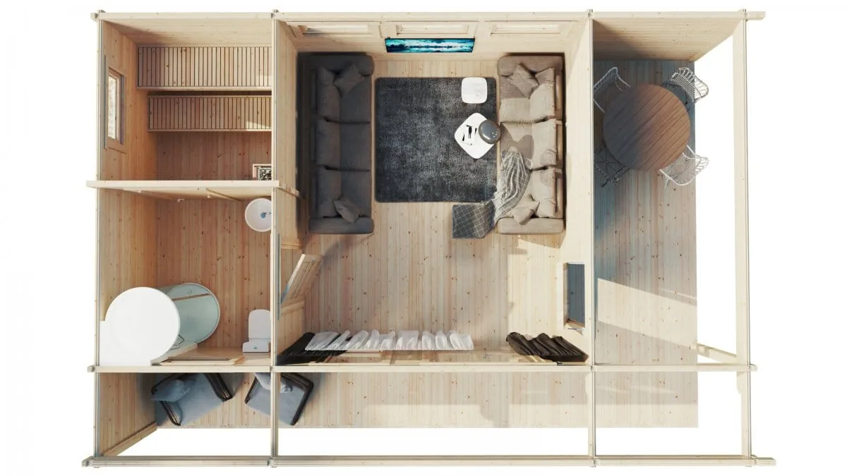 Gartenhaus mit Sauna “Hansa Lounge XXL” 8x5m