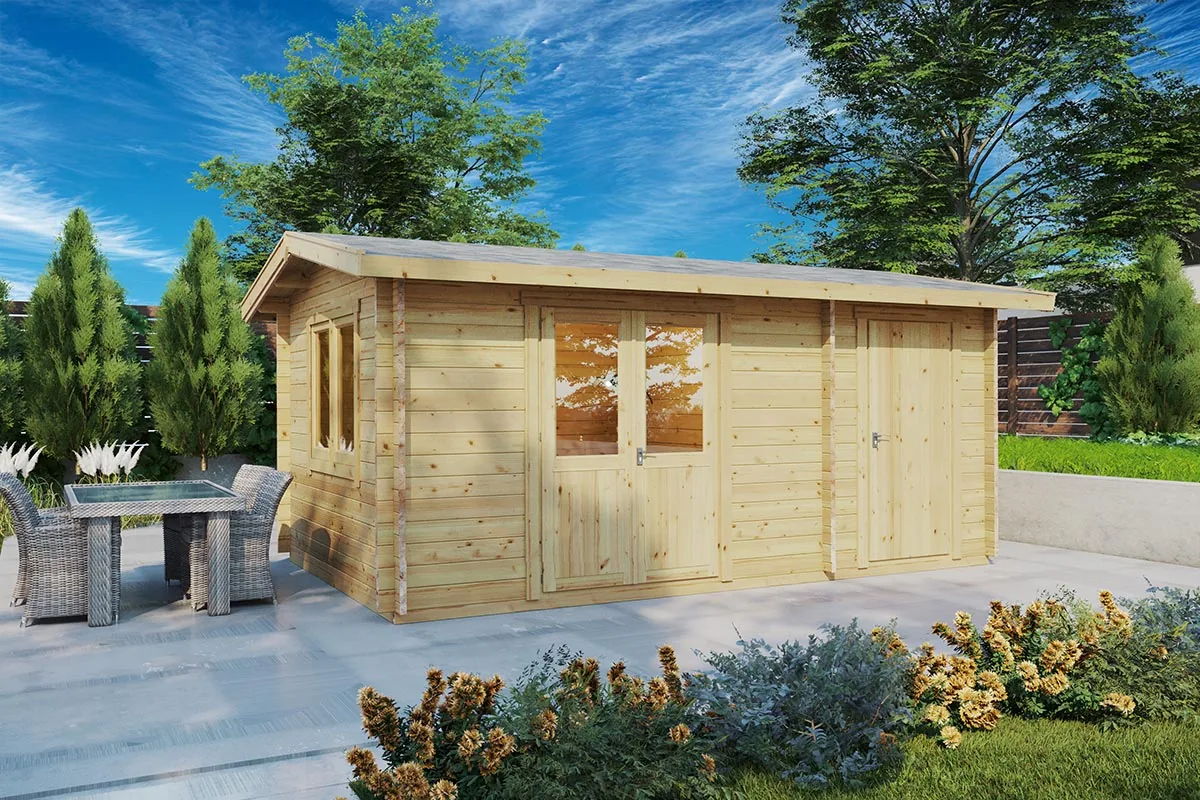 Gartenhaus mit Geräteschuppen “Super Fred” 5x3m aus Holz