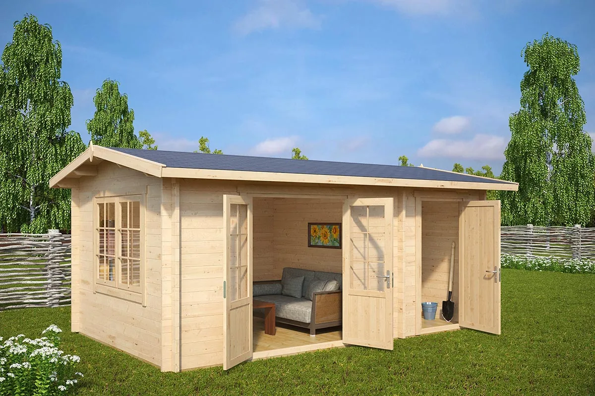 Gartenhaus mit Geräteschuppen “Super Fred” 5x3m aus Holz