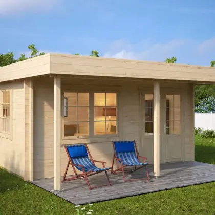 Gartenhaus mit Vordach “Ian C” 5x4m aus Holz