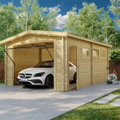 Holzgarage mit Schwingtor “Deluxe A” 4x5m