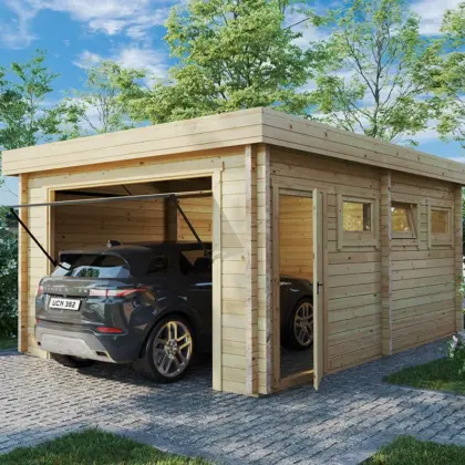 Fertiggarage mit Schwingtor “Deluxe C” 4x6m aus Holz