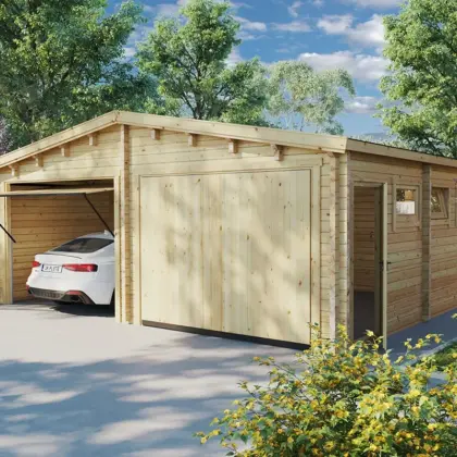 Doppelgarage aus Holz “Deluxe E” 6x6m